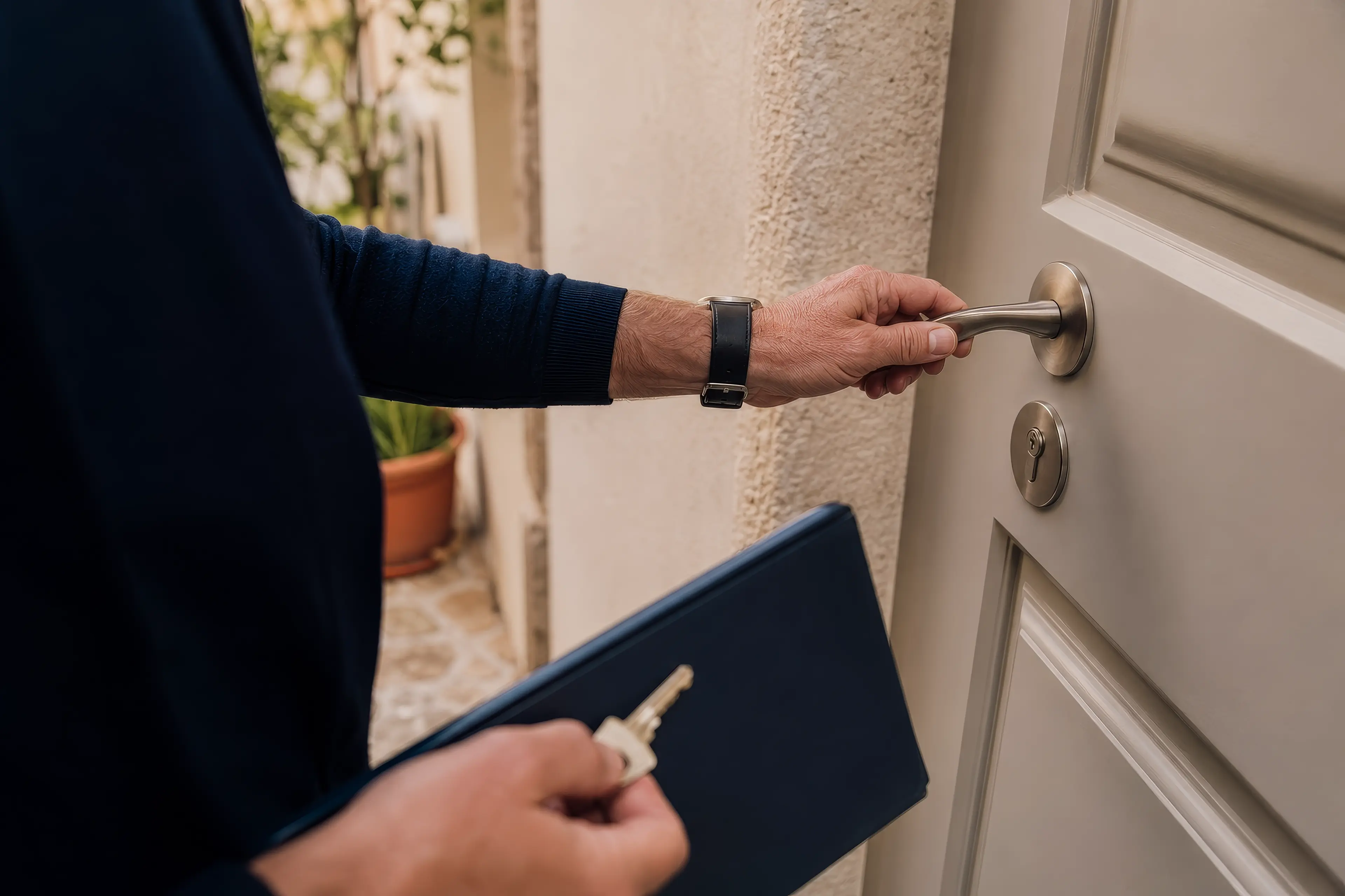 Access check at a property entrance.